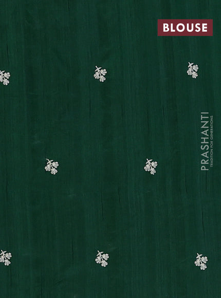 Semi raw silk saree green with embroidery buttas and embriodery border