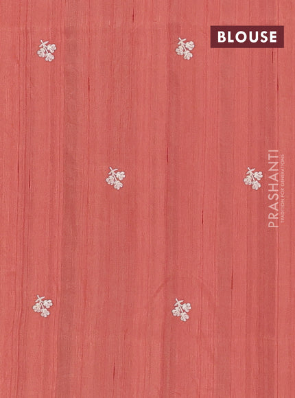 Semi raw silk saree rust shade with embroidery buttas and embriodery border