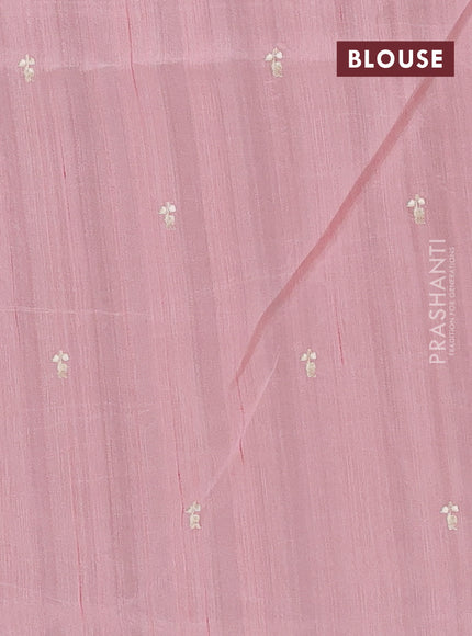 Semi raw silk saree peach shade with embroidery buttas and embriodery border