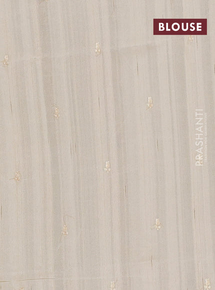 Semi raw silk saree beige with embroidery buttas and embriodery border