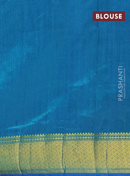 Semi tussar saree navy blue and teal green with allover patola prints and zari woven border