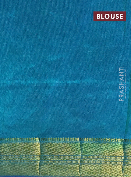 Semi tussar saree navy blue and teal green with allover patola prints and zari woven border