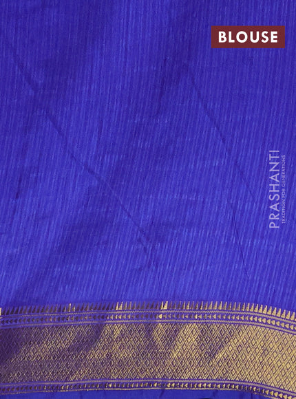 Semi tussar saree teal blue and blue with allover ikat prints and zari woven border