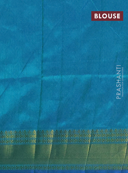 Semi tussar saree navy blue and teal green with allover patola prints and zari woven border