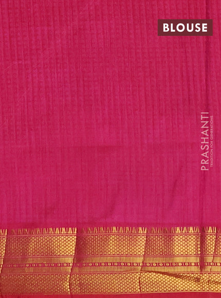 Semi tussar saree purple and pink with allover ikat prints and temple design zari woven border