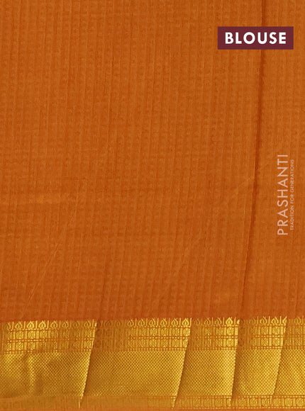 Semi tussar saree mehendi green and mustard yellow with allover zigzag ikat prints and zari woven border