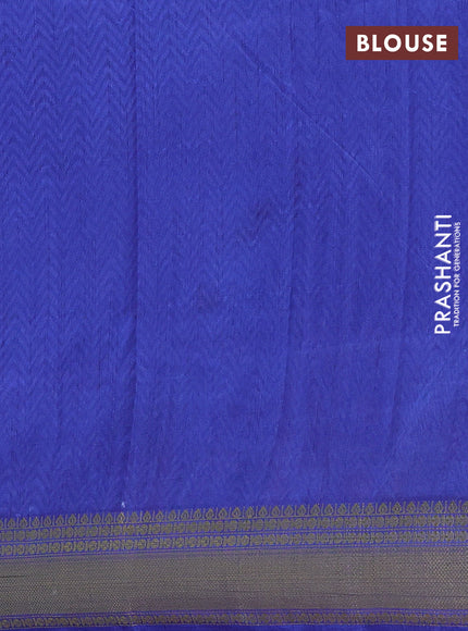 Semi tussar saree dual shade of greyish blue and blue with allover ikat butta prints and zari woven border