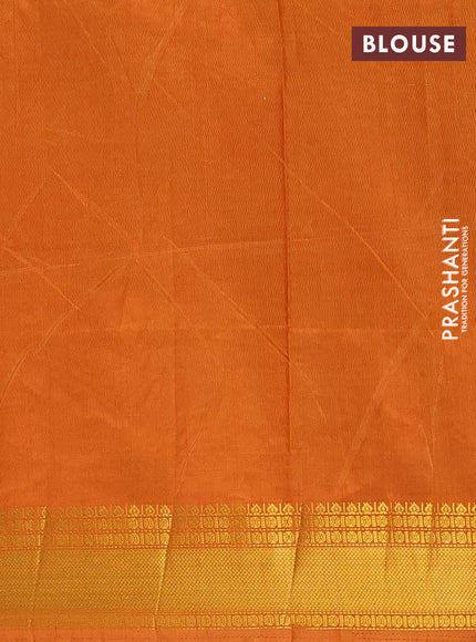 Semi tussar saree dual shade of pink and dark mustard with allover ikat butta prints and zari woven border