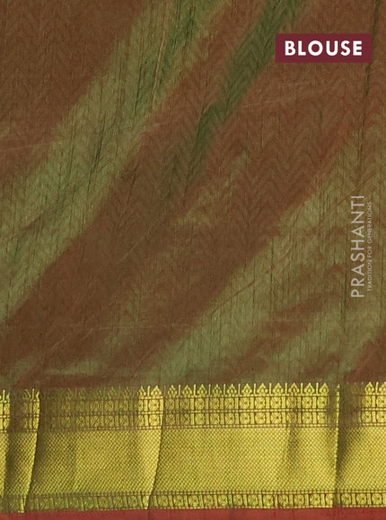 Semi tussar saree purple and mehendi green with allover ikat butta prints and zari woven border