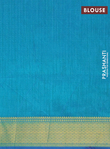Semi tussar saree blue and teal green with allover patola prints and zari woven border
