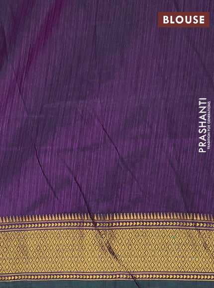 Semi tussar saree teal blue and purple with allover patola prints and zari woven border