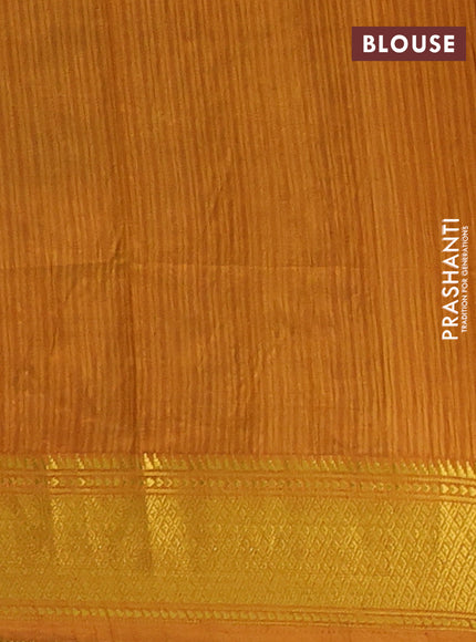 Semi tussar saree mehendi green and dark mustard with allover patola prints and zari woven border