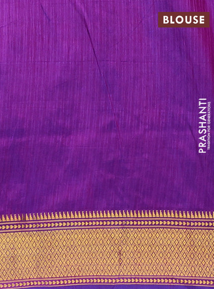 Semi tussar saree navy blue and purple with allover patola prints and zari woven border