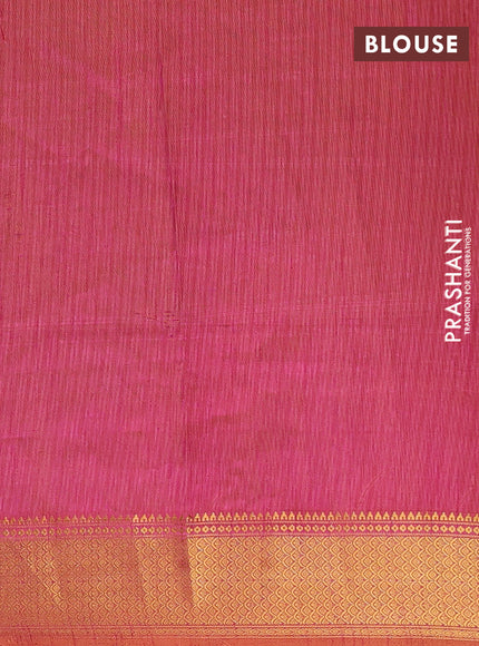 Semi tussar saree grey and pink with allover ikat weaves and ikat zari woven border