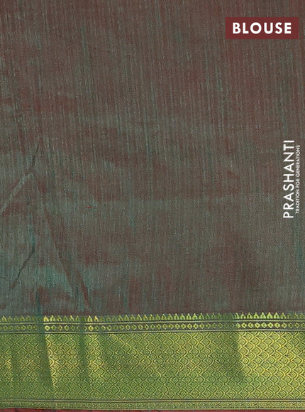 Semi tussar saree purple and green with allover ikat weaves and ikat zari woven border