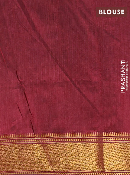 Semi tussar saree bottle green and dark maroon with allover ikat weaves and ikat zari woven border