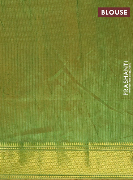 Semi tussar saree mustard yellow and light green with allover ikat weaves and ikat zari woven border