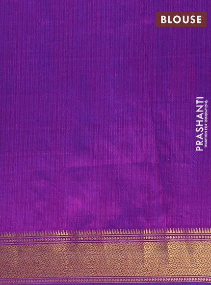 Semi tussar saree blue and magenta pink with allover ikat weaves and ikat zari woven border