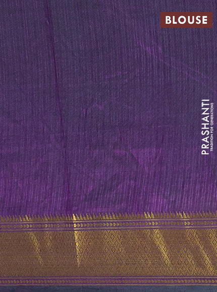 Semi tussar saree teal green and purple with allover ikat weaves and ikat zari woven border