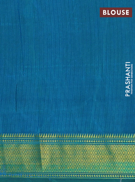 Semi tussar saree teal blue and green with allover ikat weaves and ikat zari woven border