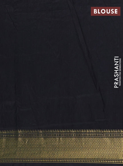 Semi tussar saree black with allover zigzag ikat prints and zari woven border