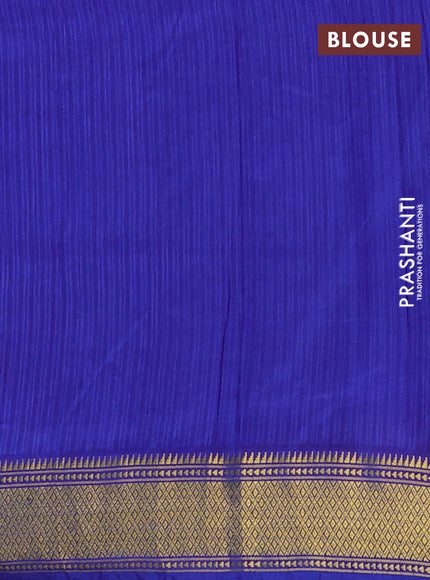 Semi tussar saree blue with allover zigzag ikat prints and zari woven border