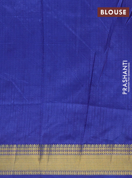 Semi tussar saree blue and royal blue with allover zigzag ikat prints and zari woven border