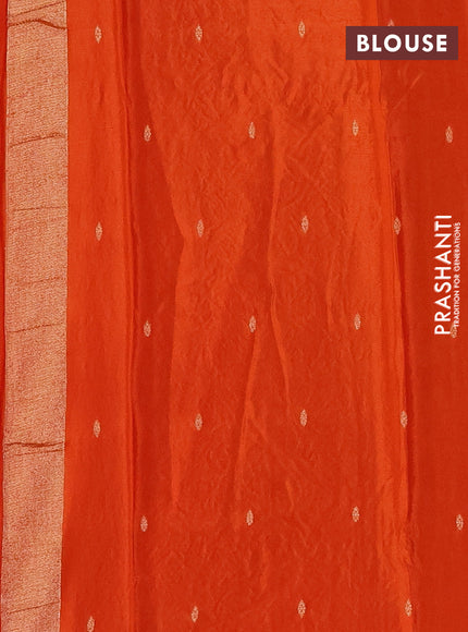 Semi mysore silk saree rustic orange with allover zari woven buttas and zari woven border