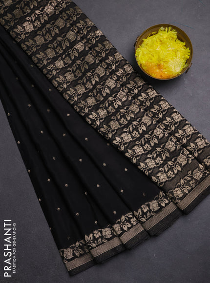 Semi mysore silk saree black with allover zari woven buttas and zari woven border