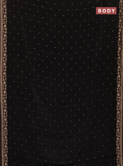 Semi mysore silk saree black with allover zari woven buttas and zari woven border
