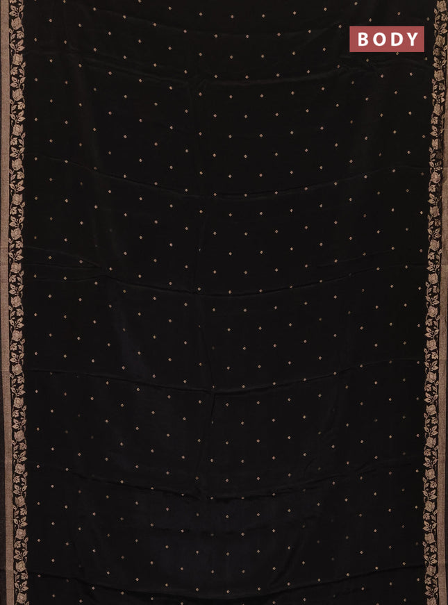 Semi mysore silk saree black with allover zari woven buttas and zari woven border