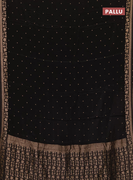 Semi mysore silk saree black with allover zari woven buttas and zari woven border