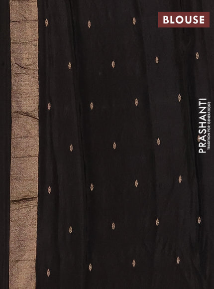 Semi mysore silk saree black with allover zari woven buttas and zari woven border