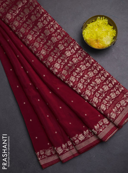 Semi mysore silk saree red with allover zari woven buttas and zari woven border