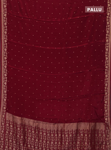 Semi mysore silk saree red with allover zari woven buttas and zari woven border