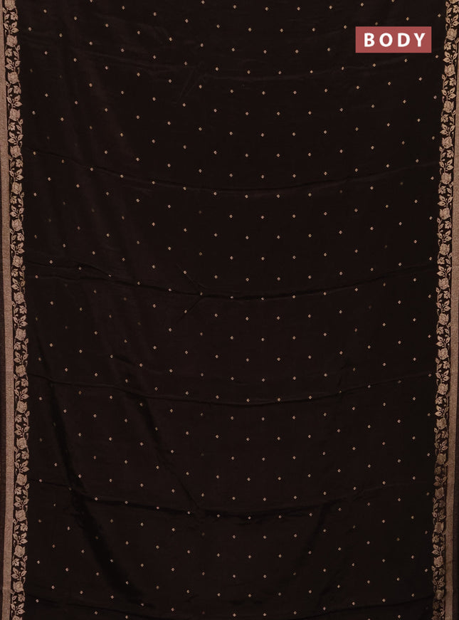 Semi mysore silk saree coffee brown with allover zari woven buttas and zari woven border