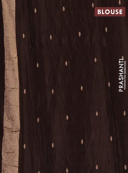 Semi mysore silk saree coffee brown with allover zari woven buttas and zari woven border