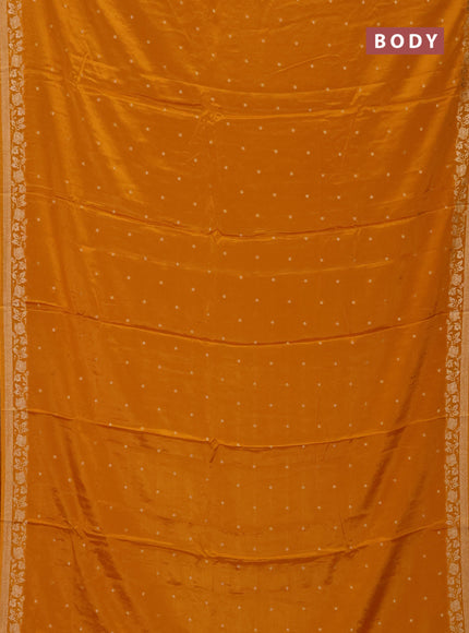 Semi mysore silk saree mustard yellow with allover zari woven buttas and zari woven border