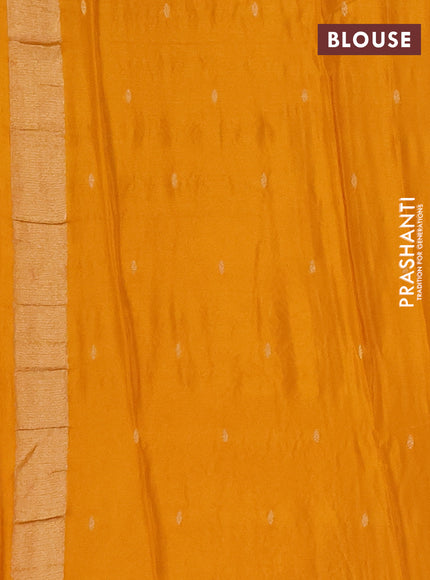 Semi mysore silk saree mustard yellow with allover zari woven buttas and zari woven border