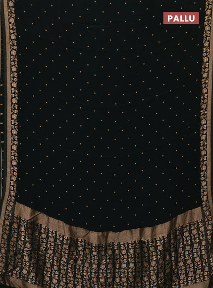 Semi mysore silk saree bottle green with allover zari woven buttas and zari woven border