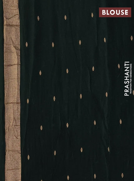 Semi mysore silk saree bottle green with allover zari woven buttas and zari woven border