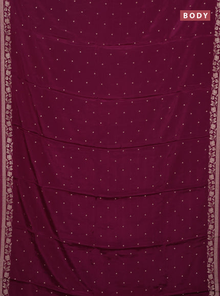 Semi mysore silk saree wine shade with allover zari woven buttas and zari woven border