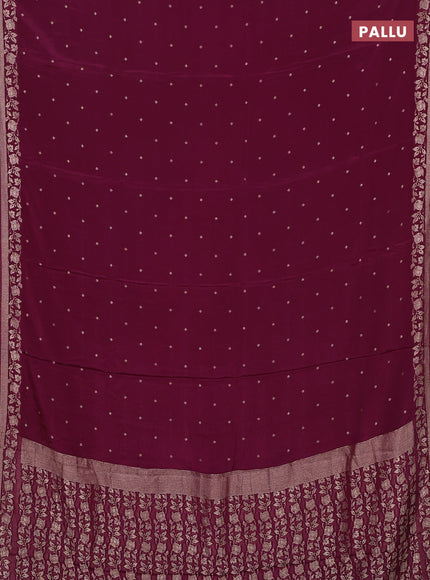 Semi mysore silk saree wine shade with allover zari woven buttas and zari woven border