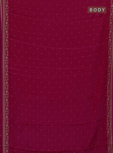Semi mysore silk saree dark pink with allover zari woven buttas and zari woven border