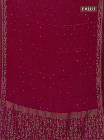 Semi mysore silk saree dark pink with allover zari woven buttas and zari woven border