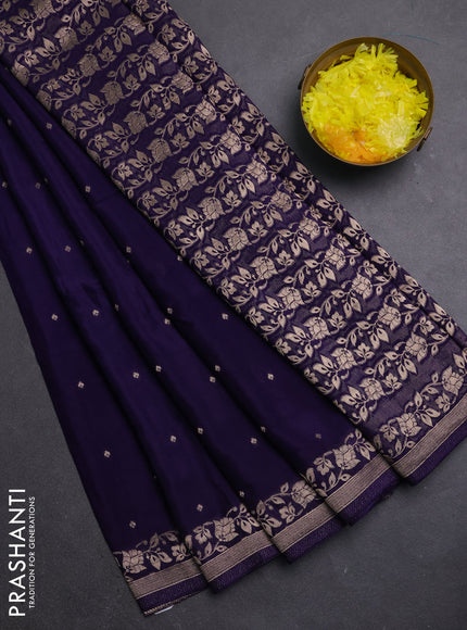 Semi mysore silk saree violet with allover zari woven buttas and zari woven border