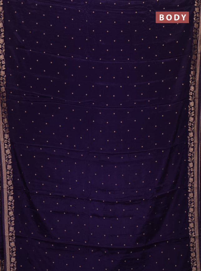 Semi mysore silk saree violet with allover zari woven buttas and zari woven border