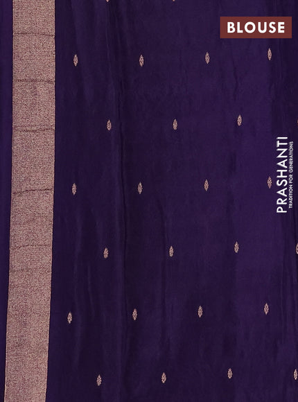 Semi mysore silk saree violet with allover zari woven buttas and zari woven border