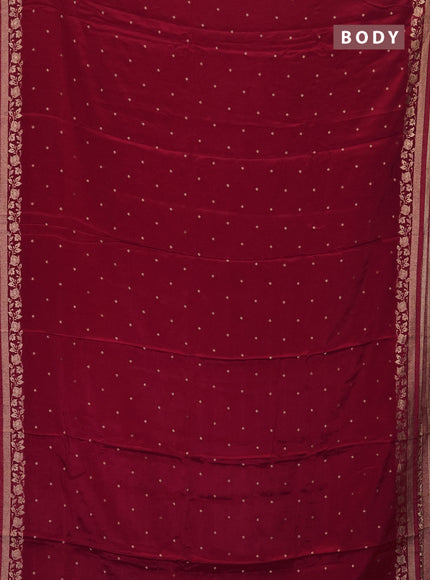 Semi mysore silk saree maroon with allover zari woven buttas and zari woven border