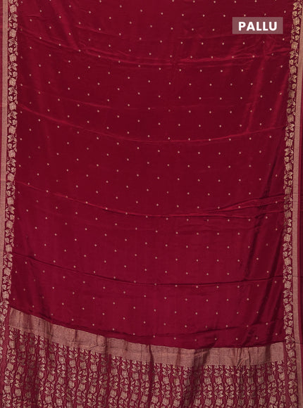 Semi mysore silk saree maroon with allover zari woven buttas and zari woven border